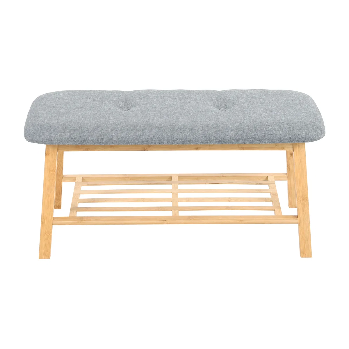 Lifeideas Bamboo Shoe Bench - Grey – image 1