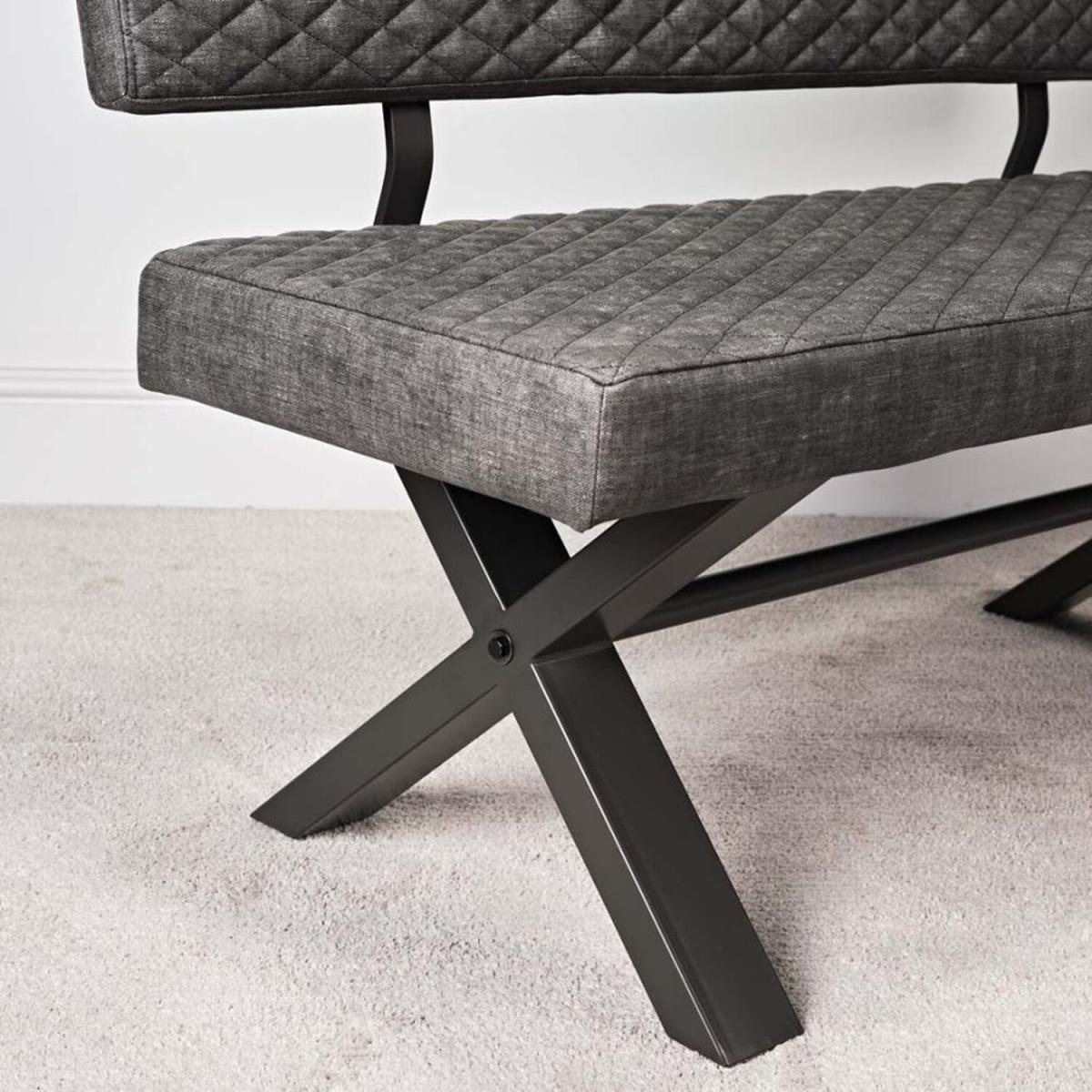 Industrial Dining Bench With Back - Grey / 140cm – image 2