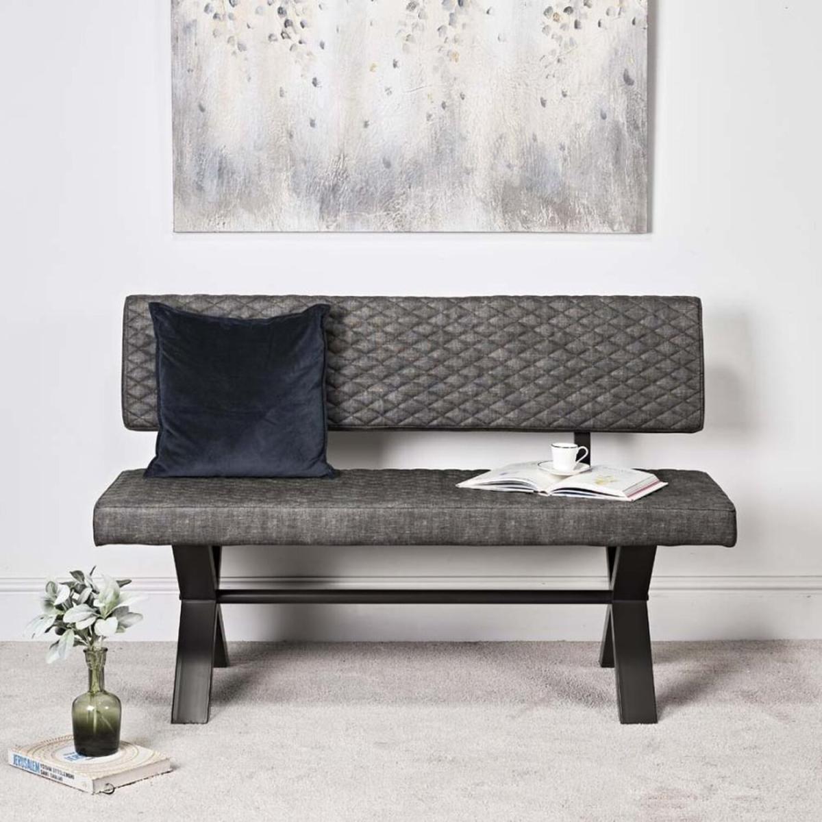 Industrial Dining Bench With Back - Grey / 140cm – image 1