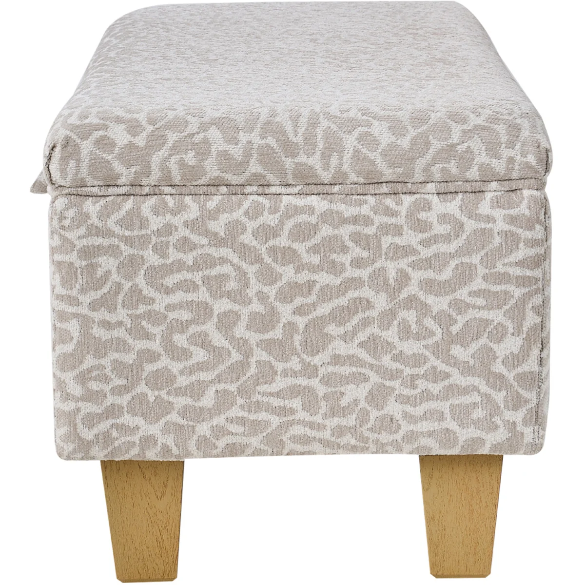 Linen Fabric Storage Ottoman Bench - Beige & Light Brown – image 3