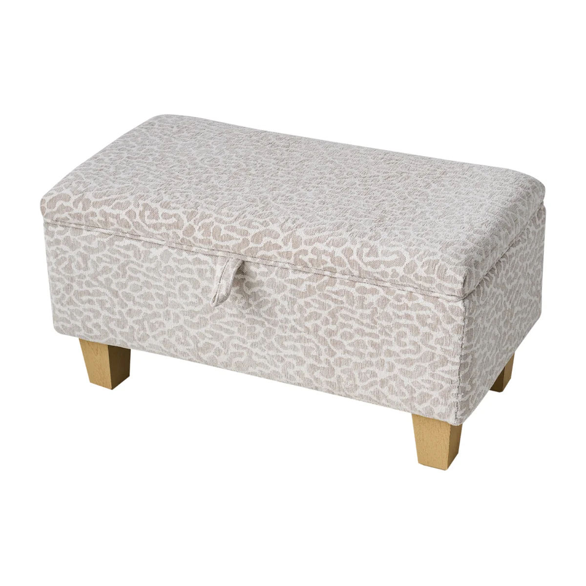Linen Fabric Storage Ottoman Bench - Beige & Light Brown – image 1