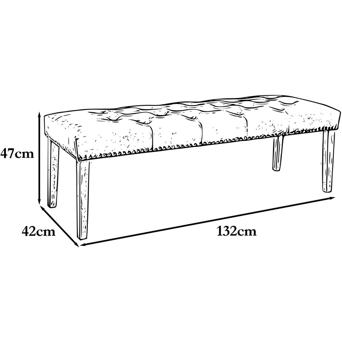 Grey Velvet Dining Bench With Button Studded Detailing - Grey / 12kg – image 4