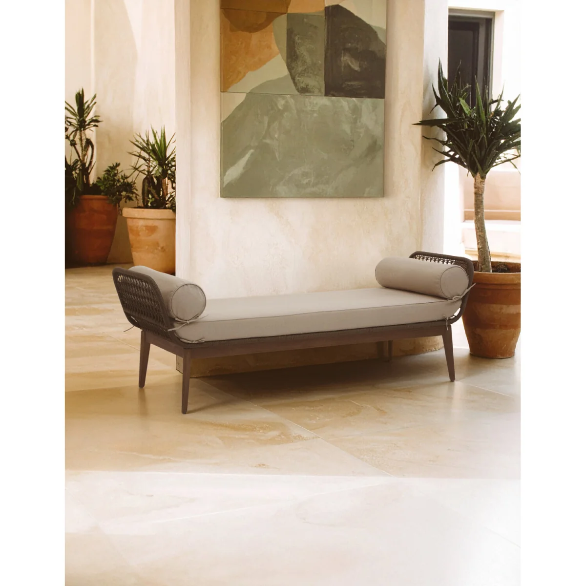 Opus Rope Woven Longue Bench with Cushions - Cream – image 3