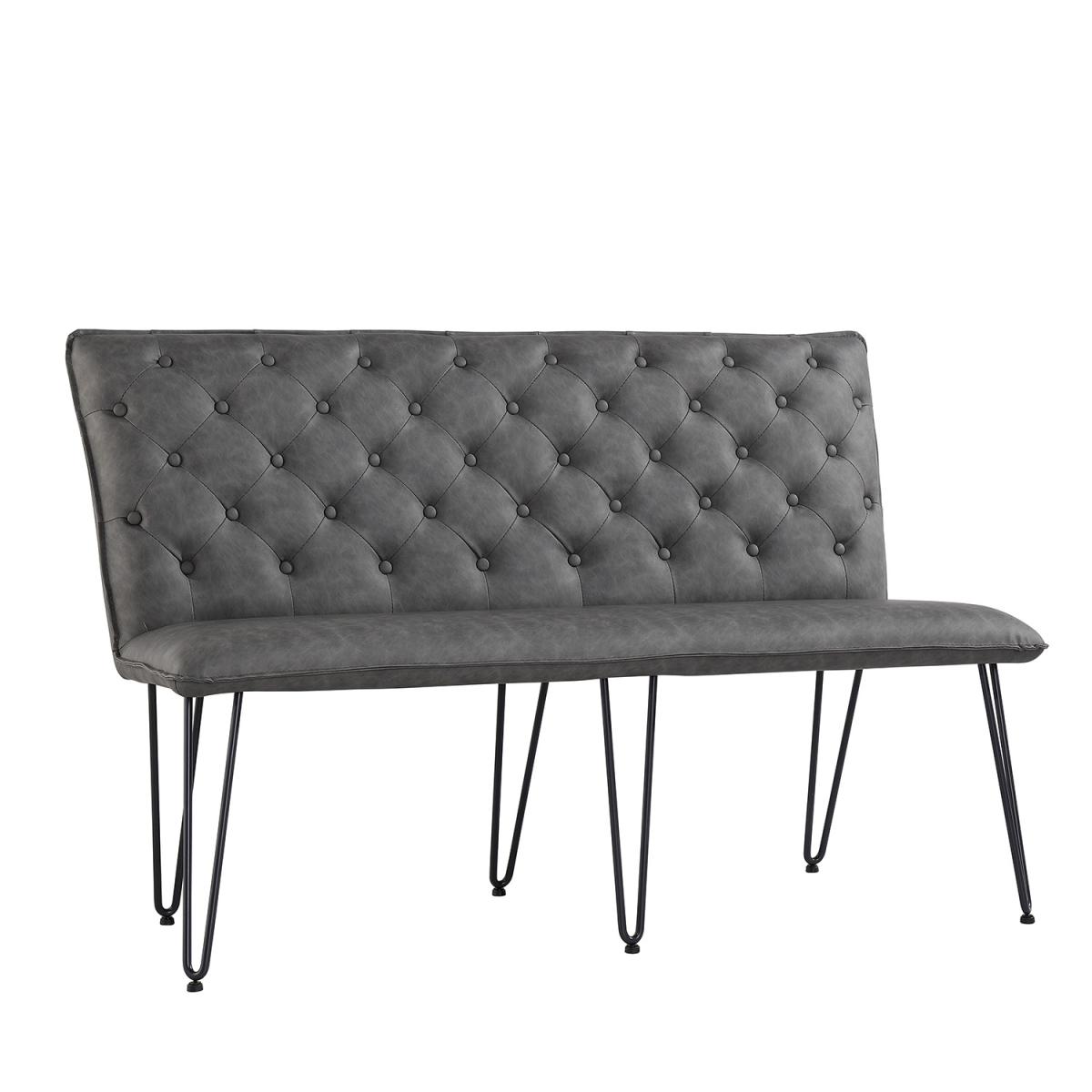 Studded Back Lounge Bench With Hairpin Legs - 140Cm - Grey – image 2