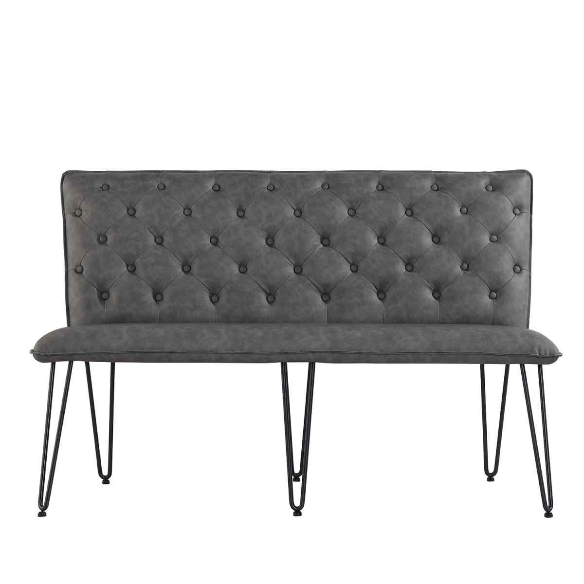 Studded Back Lounge Bench With Hairpin Legs - 140Cm - Grey – image 3