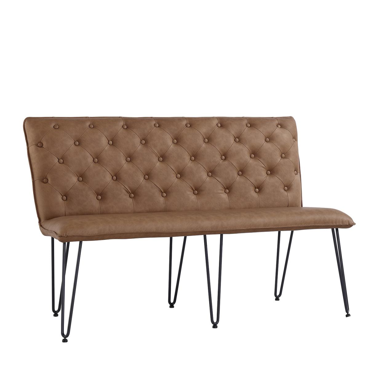 Studded Back Lounge Bench With Hairpin Legs - 140Cm - Grey – image 4