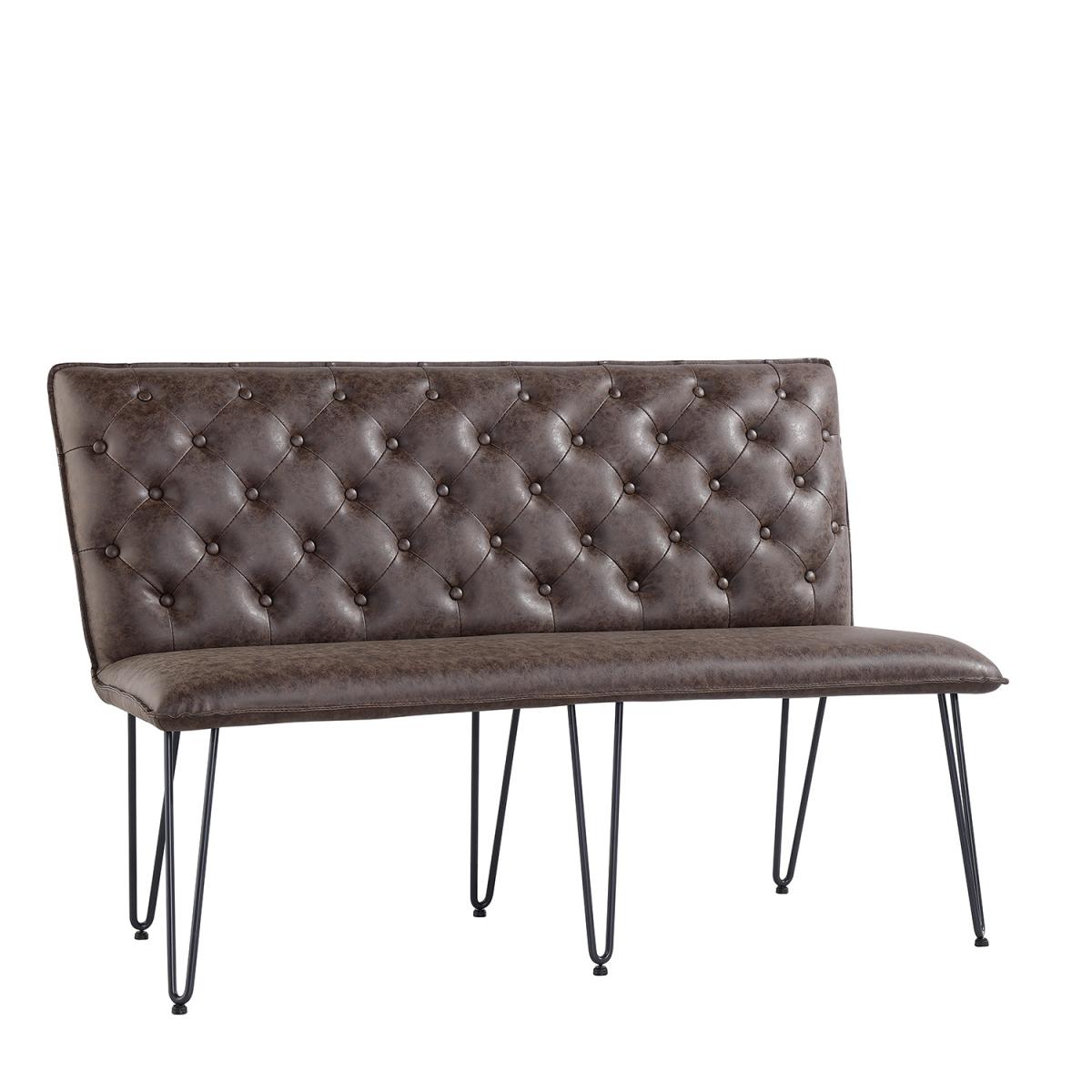 Studded Back Lounge Bench With Hairpin Legs - 140Cm - Grey – image 5