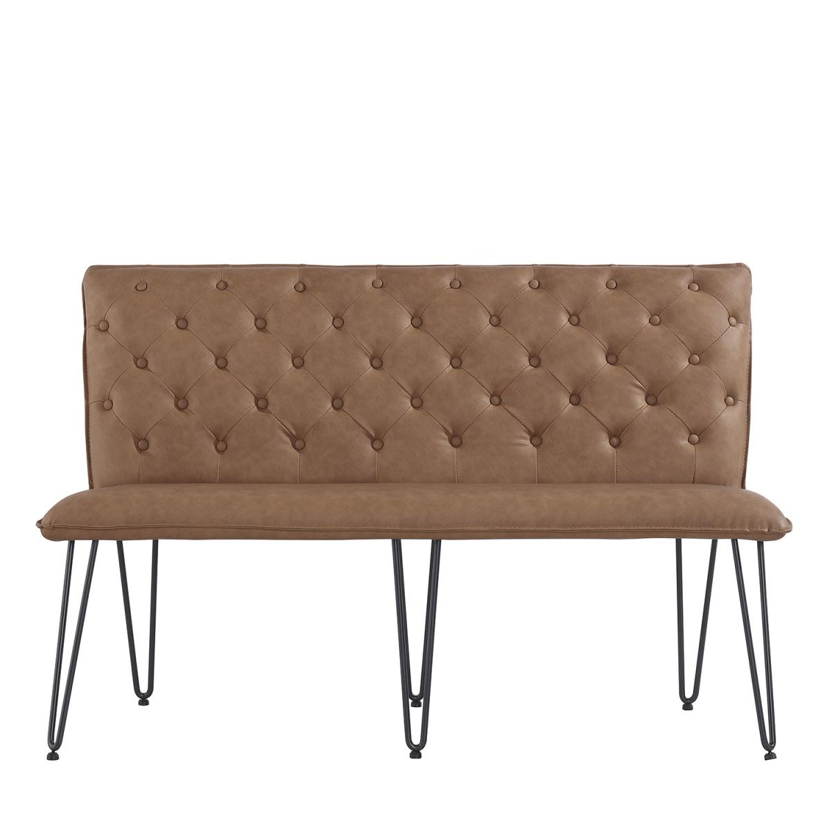 Studded Back Lounge Bench With Hairpin Legs - 140Cm - Grey – image 6