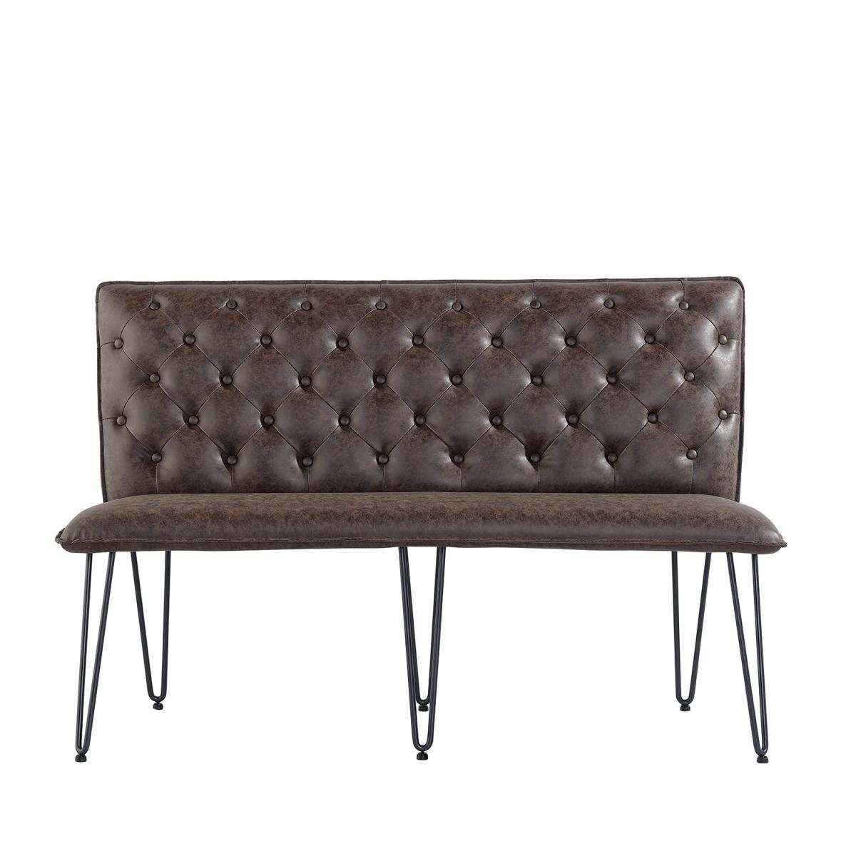 Studded Back Lounge Bench With Hairpin Legs - 140Cm - Grey – image 7