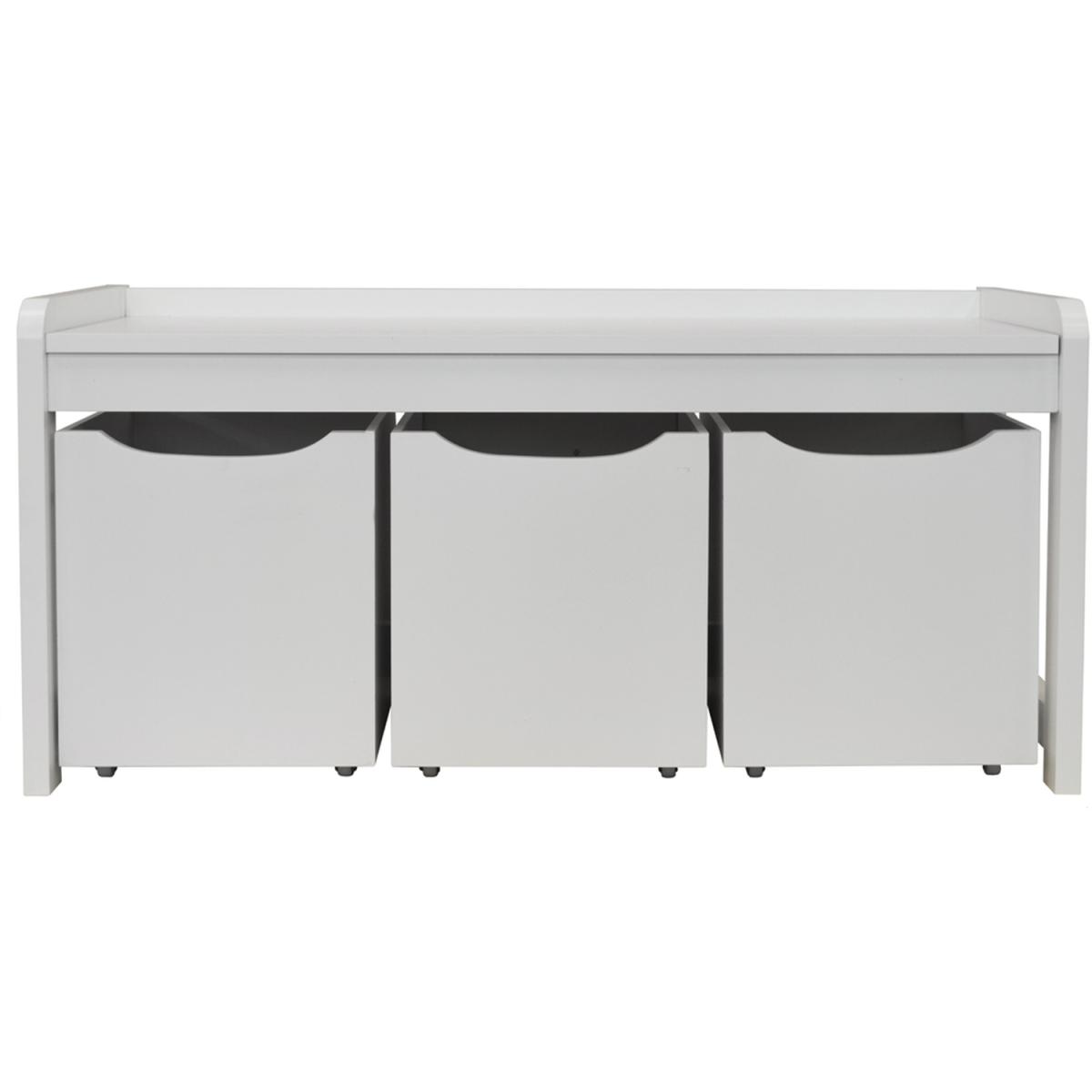 Hallway  Shoe  Toy  Bedroom Storage Bench with 3 Drawers - White - White – image 2