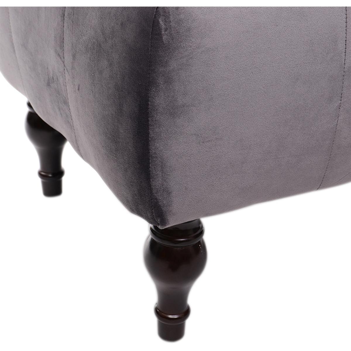 Crushed Velvet Chesterfield Buttoned Footstool Bench - Ice Grey – image 12
