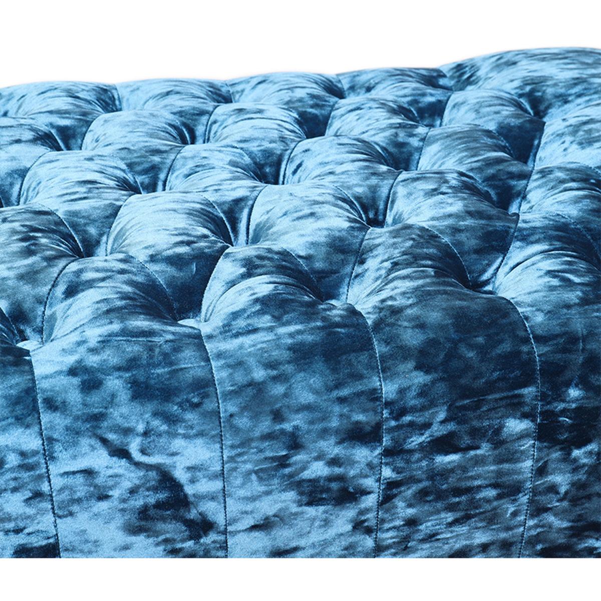 Crushed Velvet Chesterfield Buttoned Footstool Bench - Ice Grey – image 22