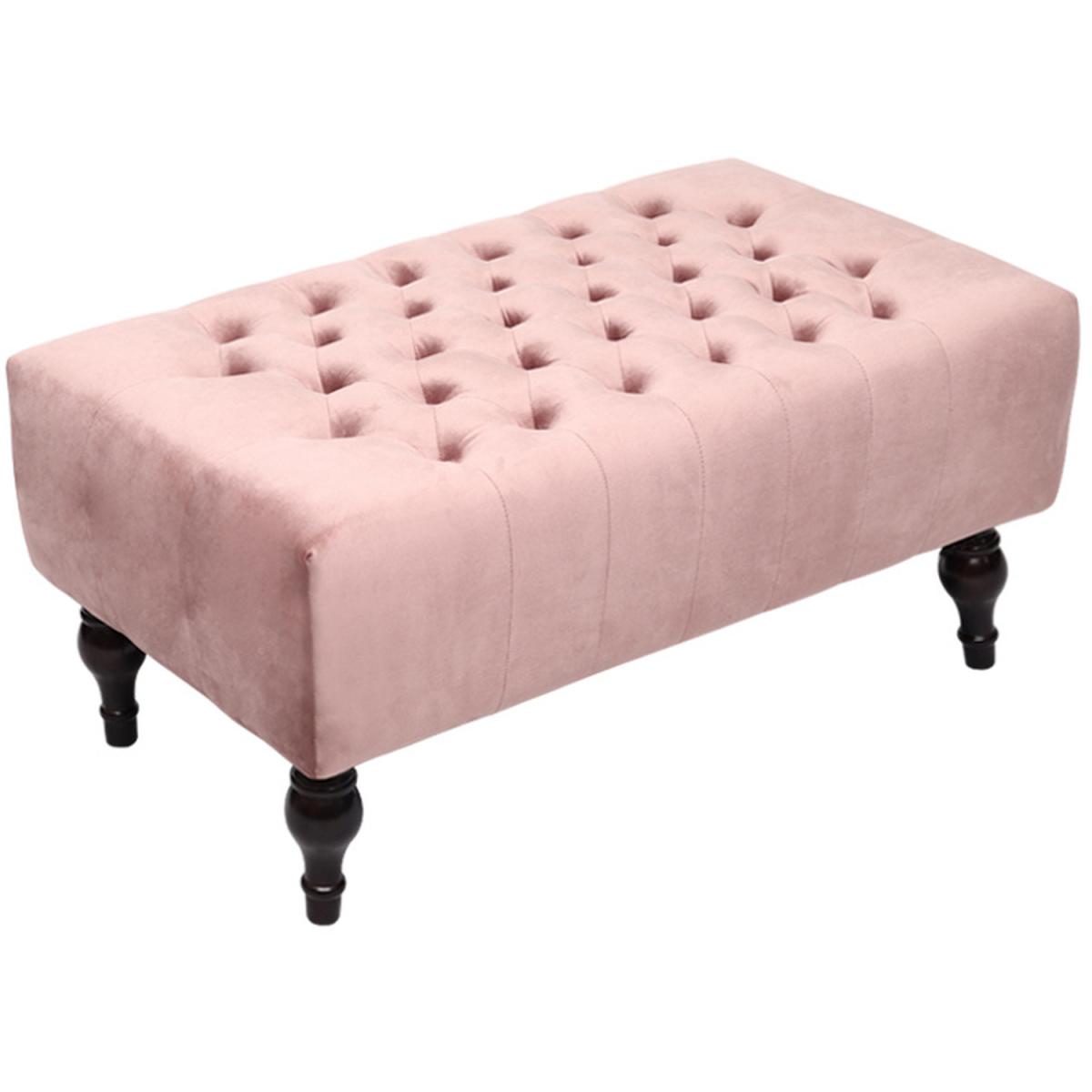 Crushed Velvet Chesterfield Buttoned Footstool Bench - Ice Grey – image 5