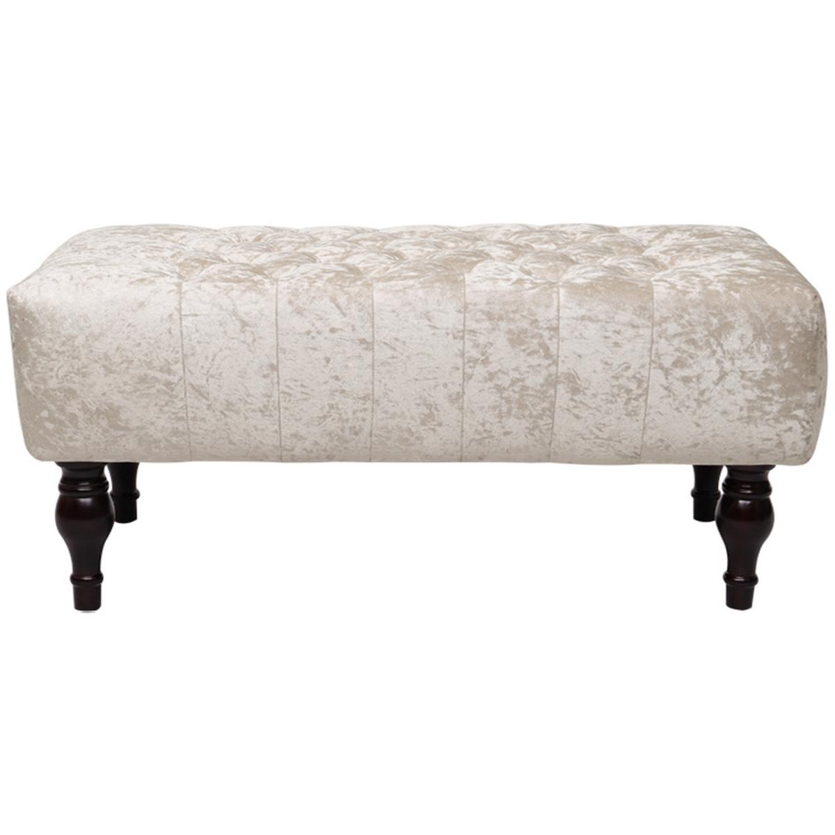 Crushed Velvet Chesterfield Buttoned Footstool Bench - Ice Grey – image 6