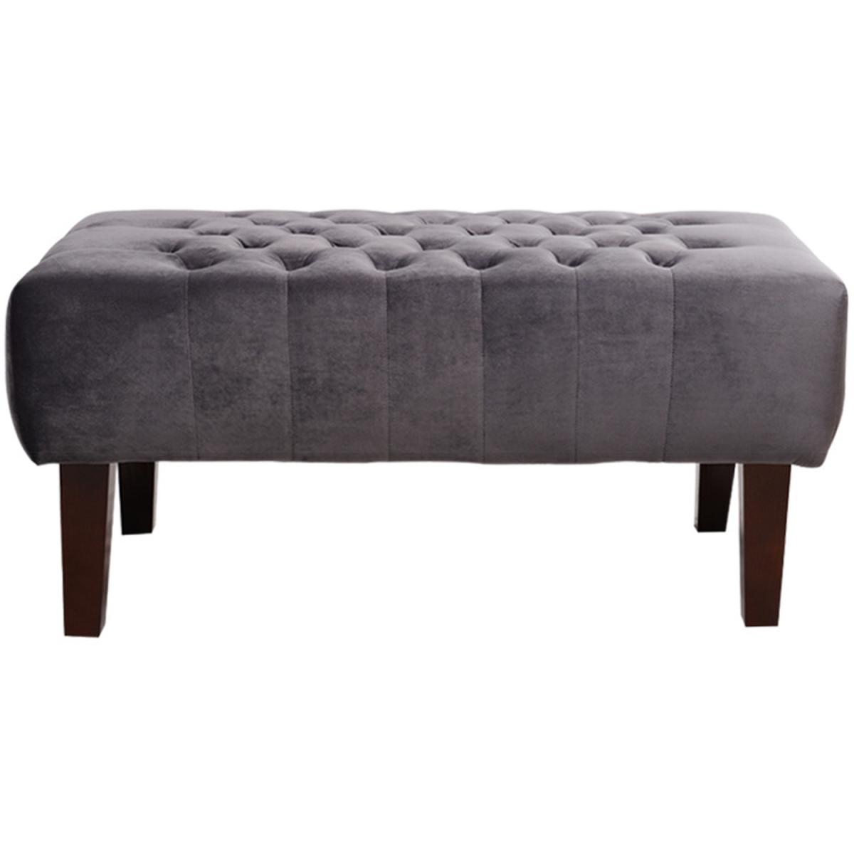 Crushed Velvet Chesterfield Buttoned Footstool Bench - Ice Grey – image 10