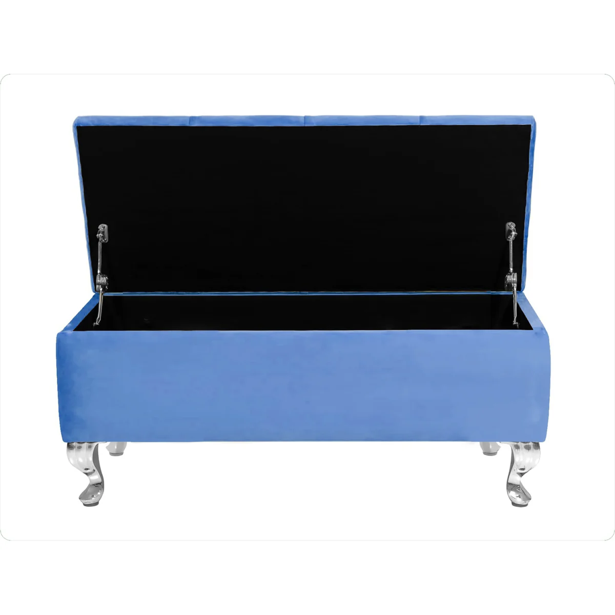 180cm Chesterfield Ottoman Storage Bench, Teal Tufted Upholstered Velvet Ottoman Footstool - Duck Egg Plush Velvet – image 2