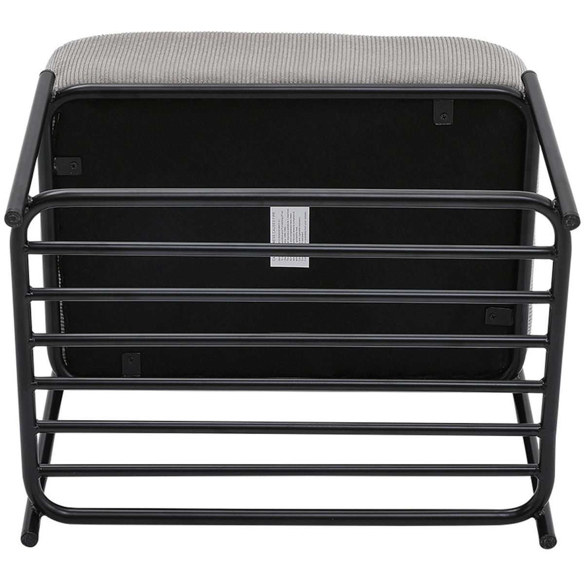Rectangular Corduroy Ottoman Bench Entryway Storage Footstool - Light Grey – image 3