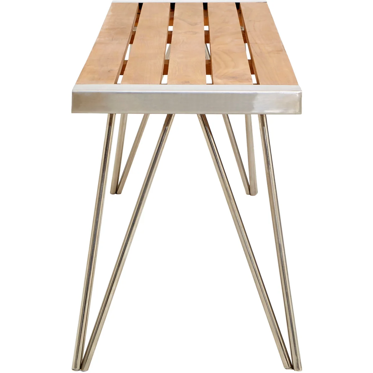 Nandri Slatted Teak Wood Bench - Natural – image 4