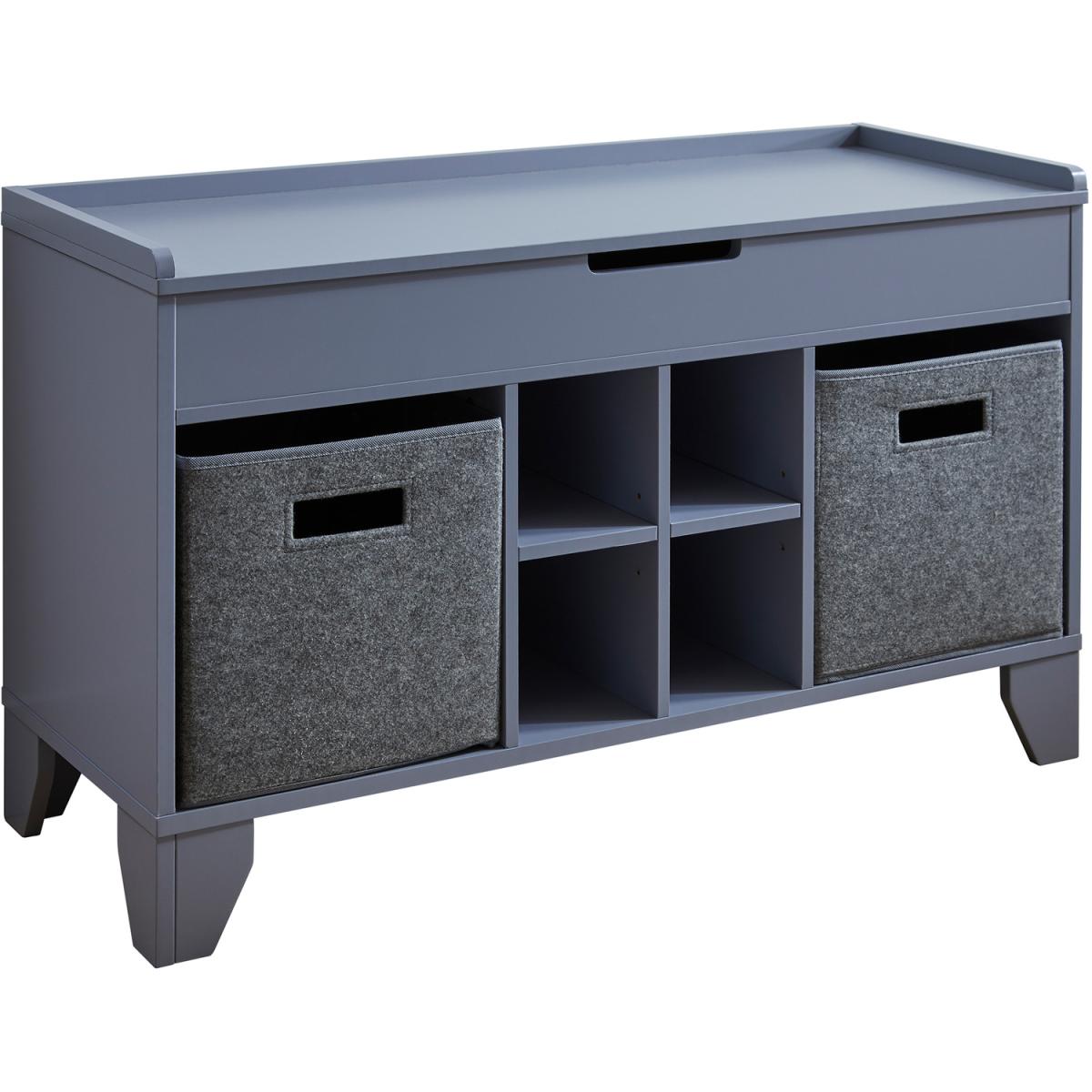 Hallway Storage Ottoman Bench with Felt Baskets in Grey - Grey – image 6