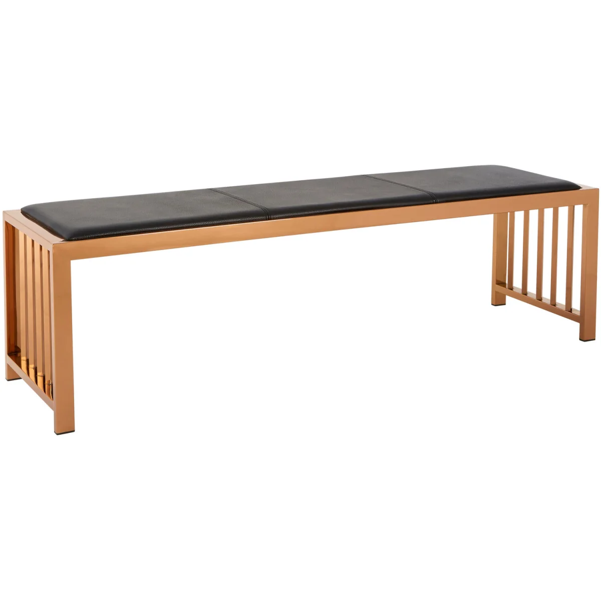 Novara Black Leather and Rose Gold Finish Bench - Gold – image 3