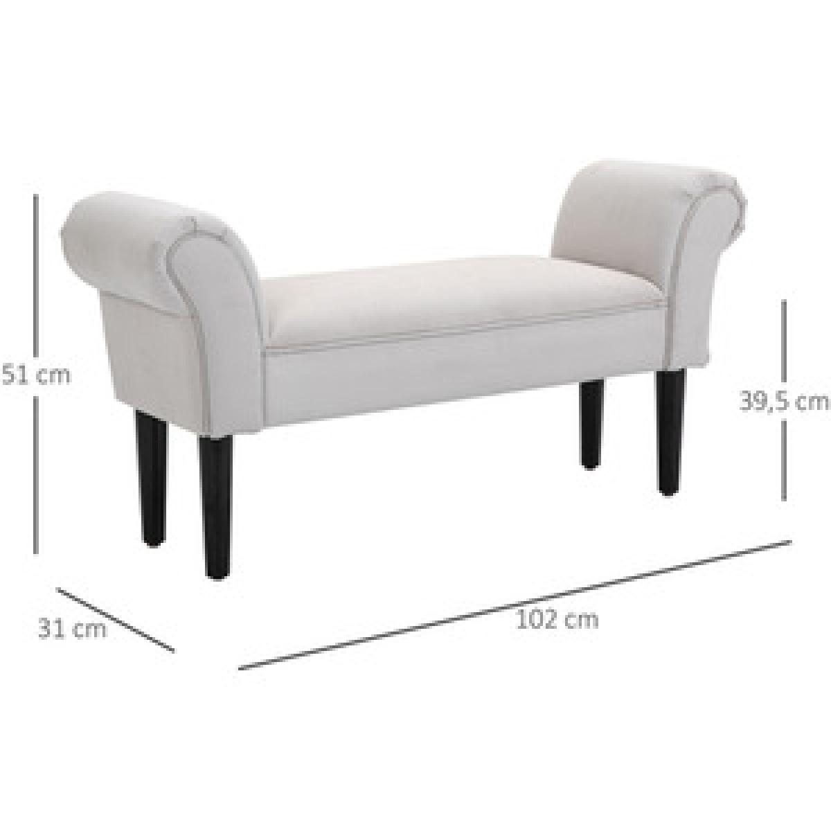 Elegant Flannelette Bench With Wood Legs Padding - White – image 11