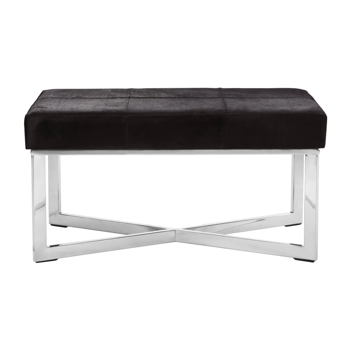 Kensington Townhouse Black Hair On Leather Leather Bench - Black – image 1