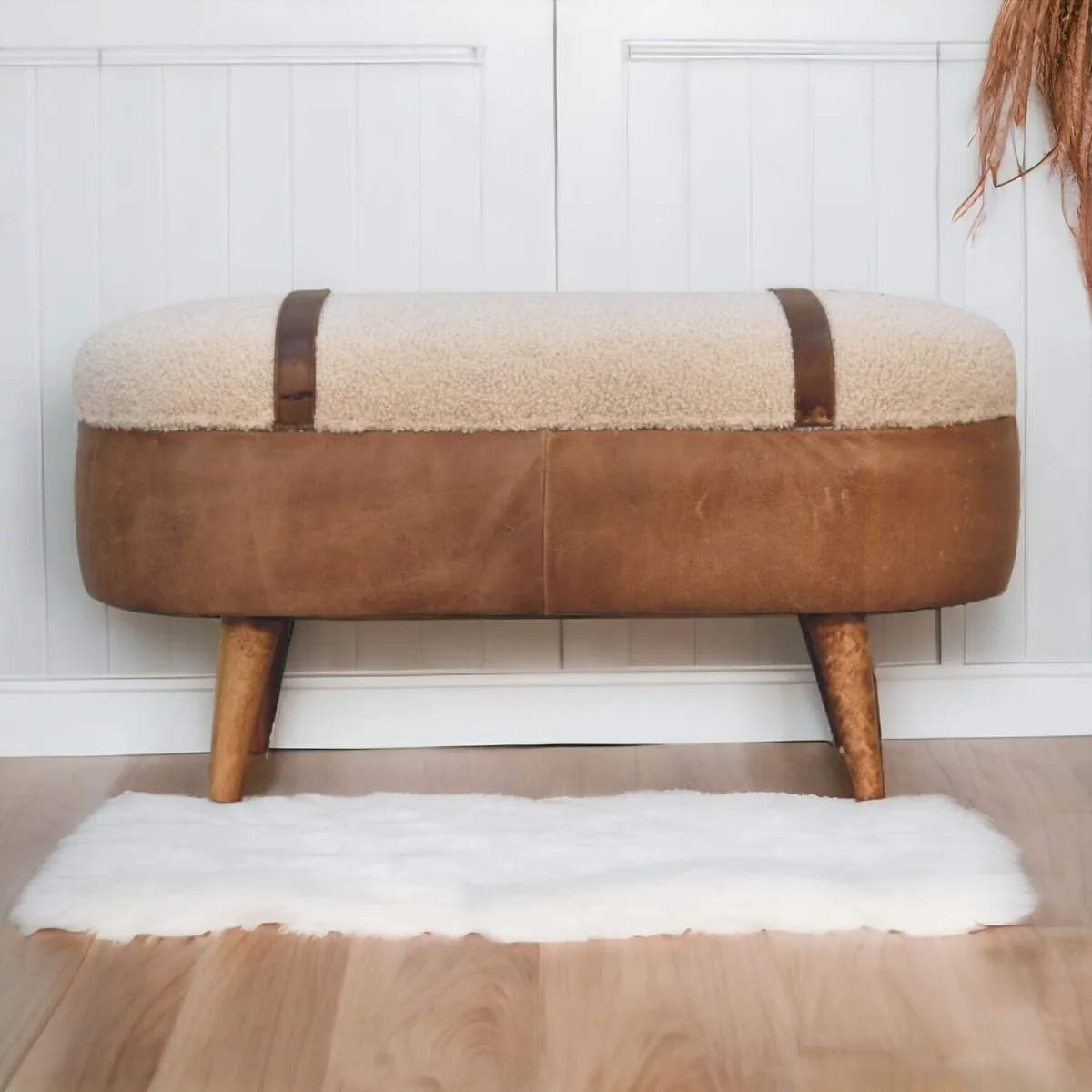 Tan Buffalo Boucle Nordic Bench - Brown