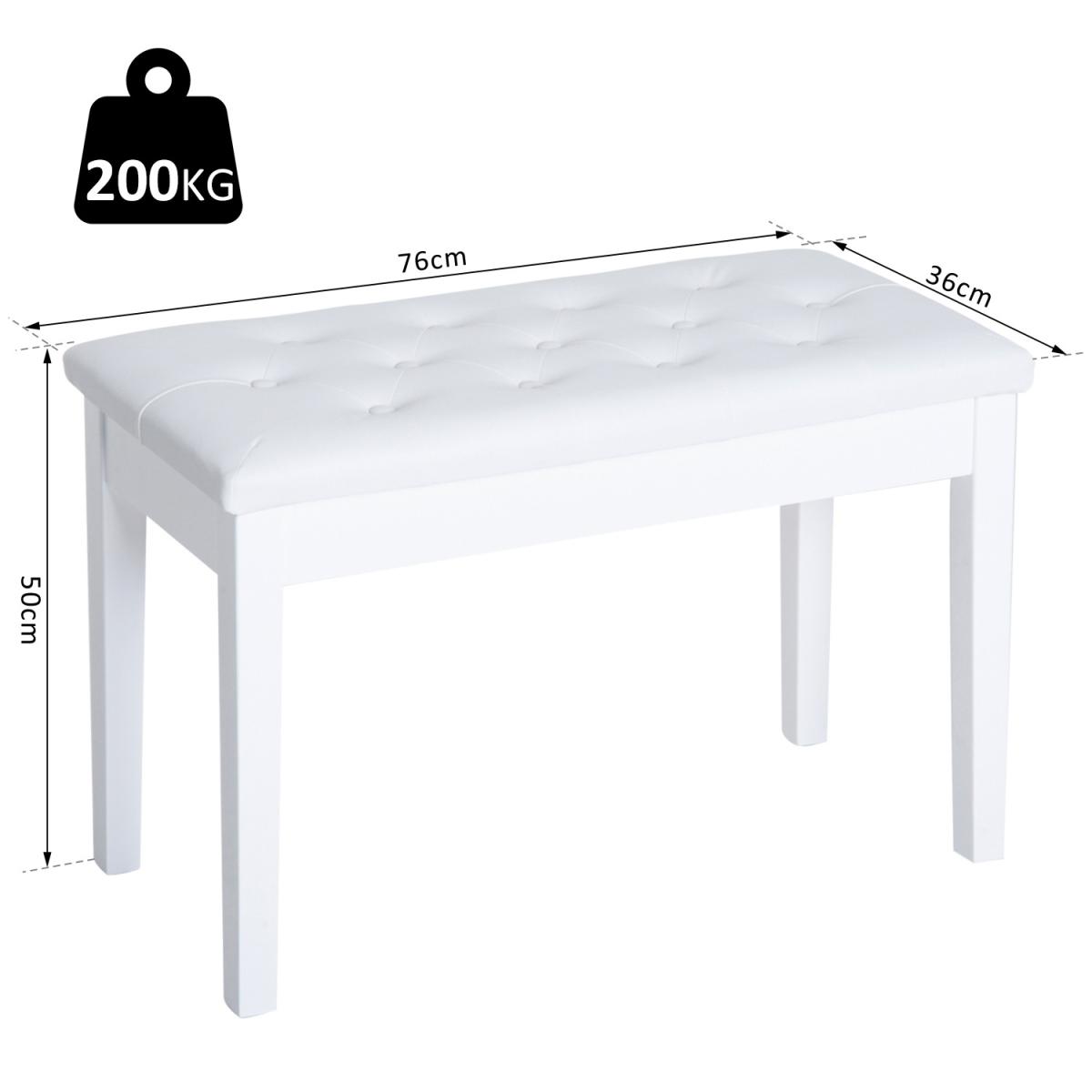 Classic Piano Bench Padded Seat - White – image 2