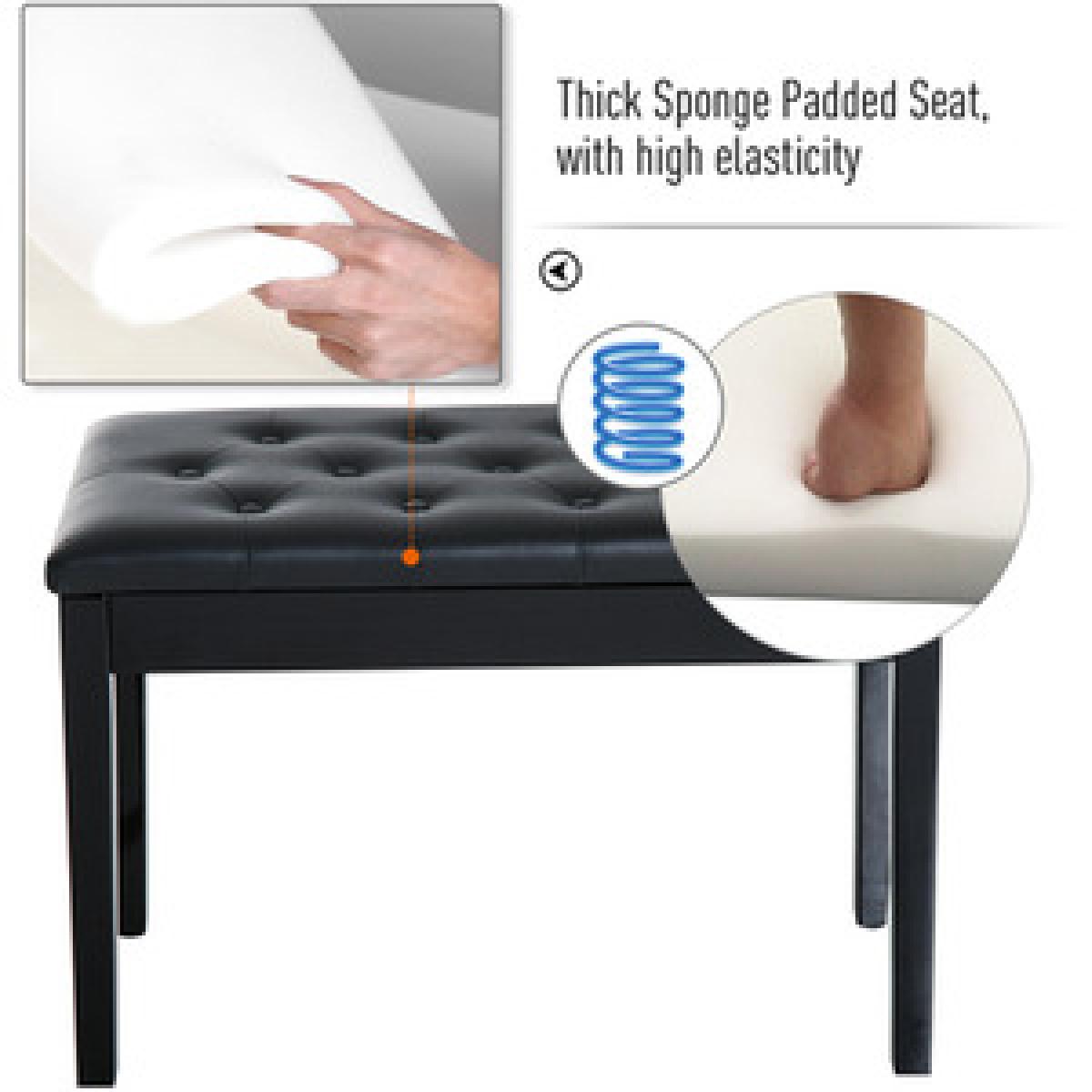 Classic Piano Bench Padded Seat - White – image 14