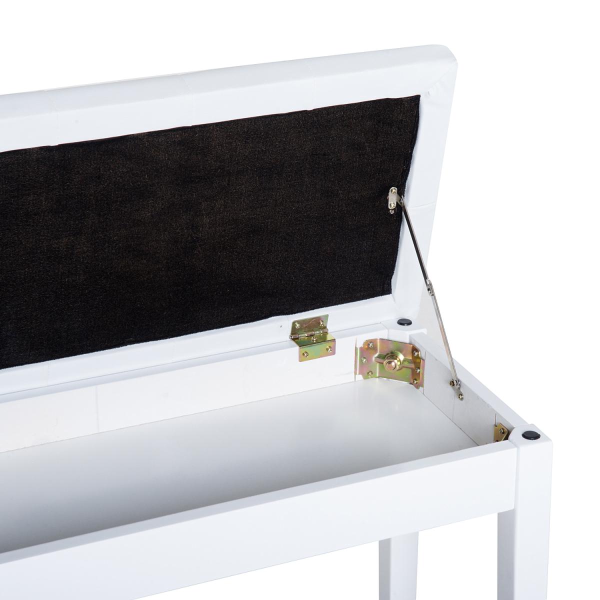 Classic Piano Bench Padded Seat - White – image 9
