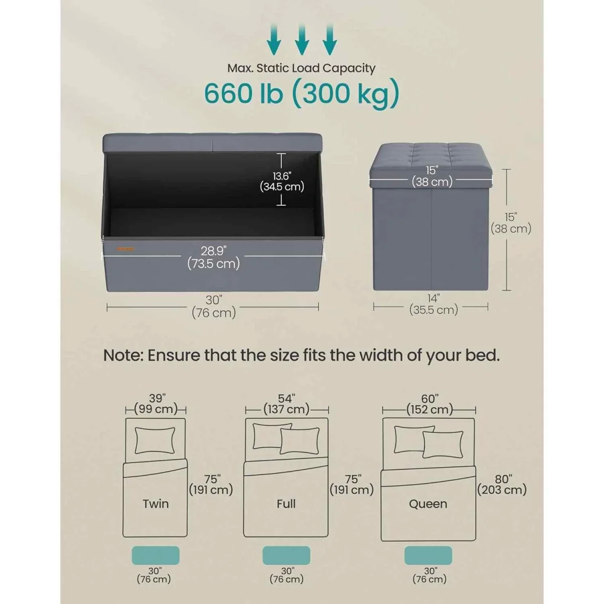 Foldable Velvet Storage Ottoman Bench with Flip Lid, Slate Grey - Slate Grey – image 2