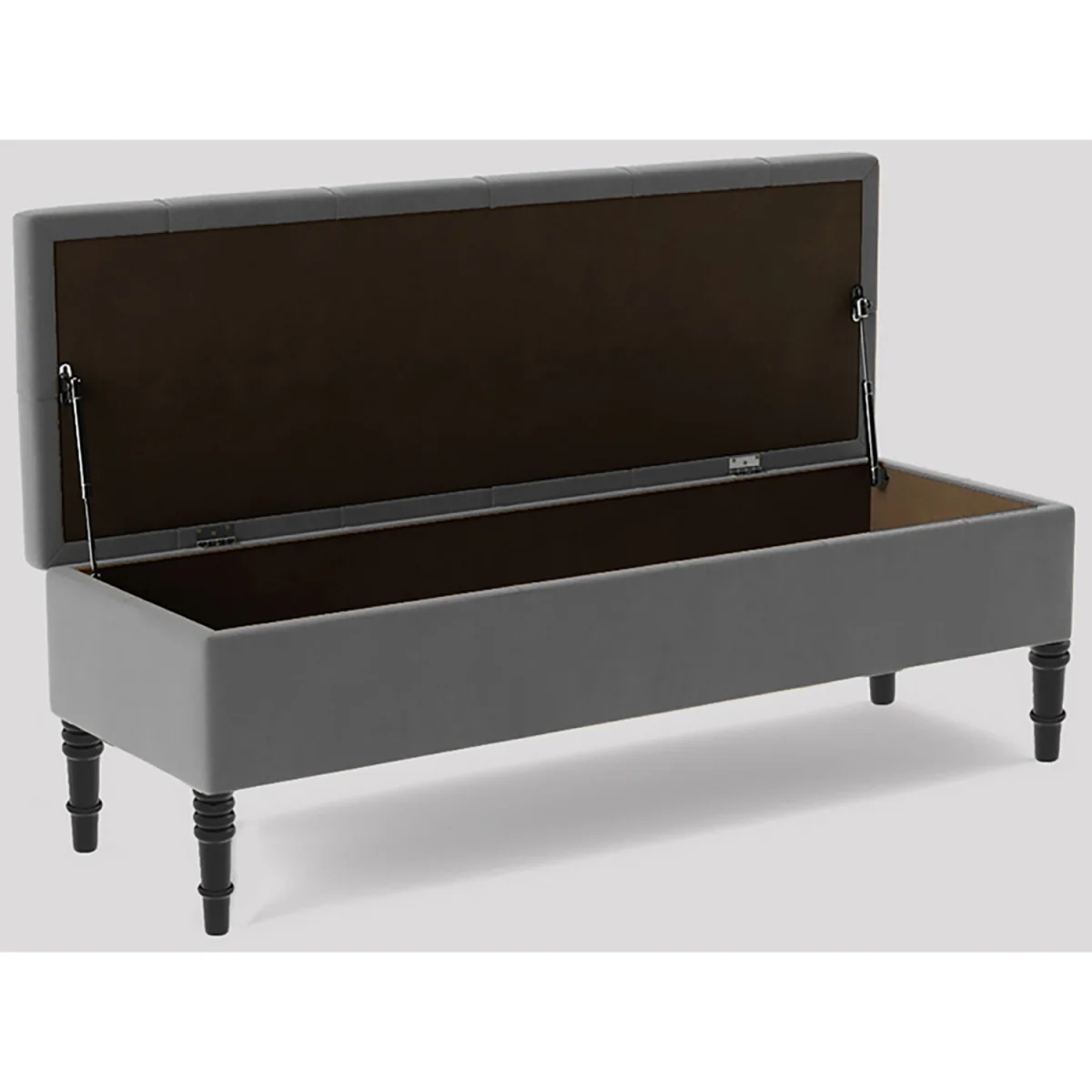 137cm Chesterfield Ottoman Storage Bench, Duck Egg Tufted Upholstered Velvet Ottoman Footstool - Grey Plush Velvet – image 2