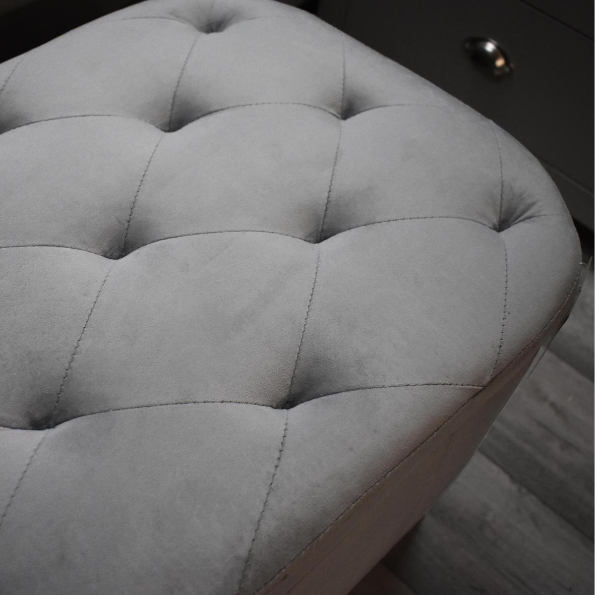 Grey Velvet Ottoman Storage Bench With Brass Style Legs - Grey – image 4
