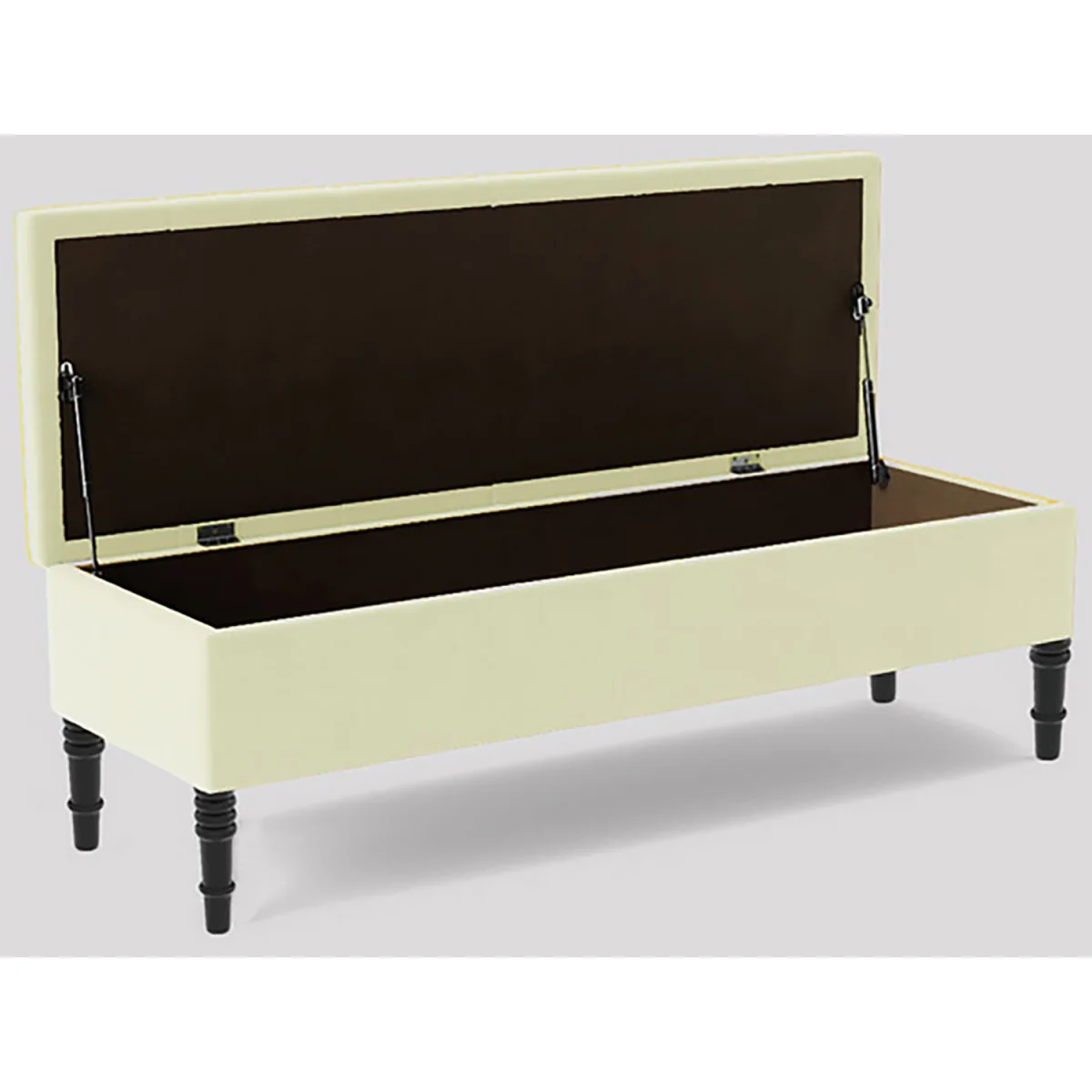 137cm Chesterfield Ottoman Storage Bench, Duck Egg Tufted Upholstered Velvet Ottoman Footstool - Cream Plush Velvet – image 2