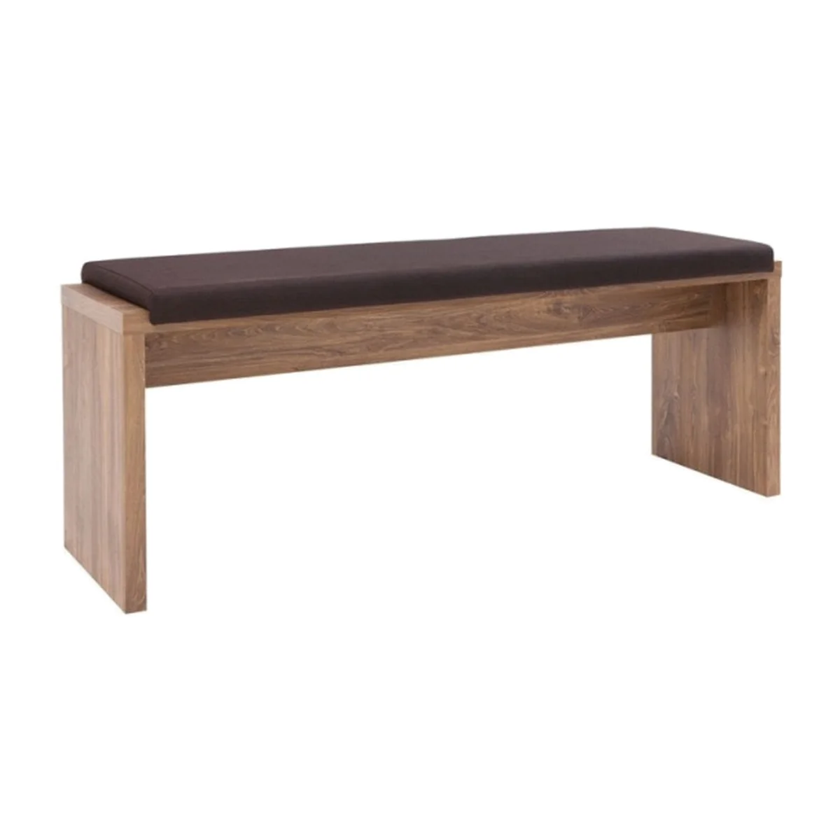 Impact Furniture Gent Upholstered Dining Bench, 126cm, Medium Oak Effect, Dark Brown Fabric. - Medium Oak Effect Finish
