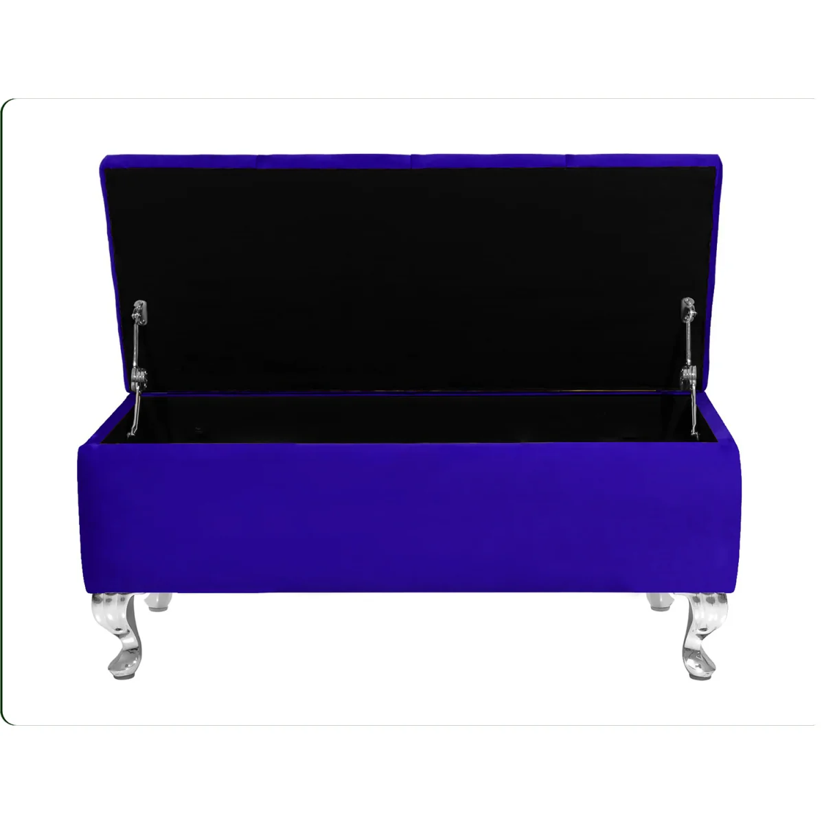 120cm Chesterfield Ottoman Storage Bench, Mustard Gold Tufted Upholstered Velvet Ottoman Footstool - Sapphire Blue Plush Velvet – image 2