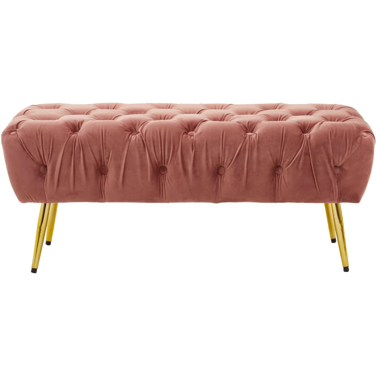 Tamra Dusty Pink Velvet Bench with Gold Legs - Pink – image 2