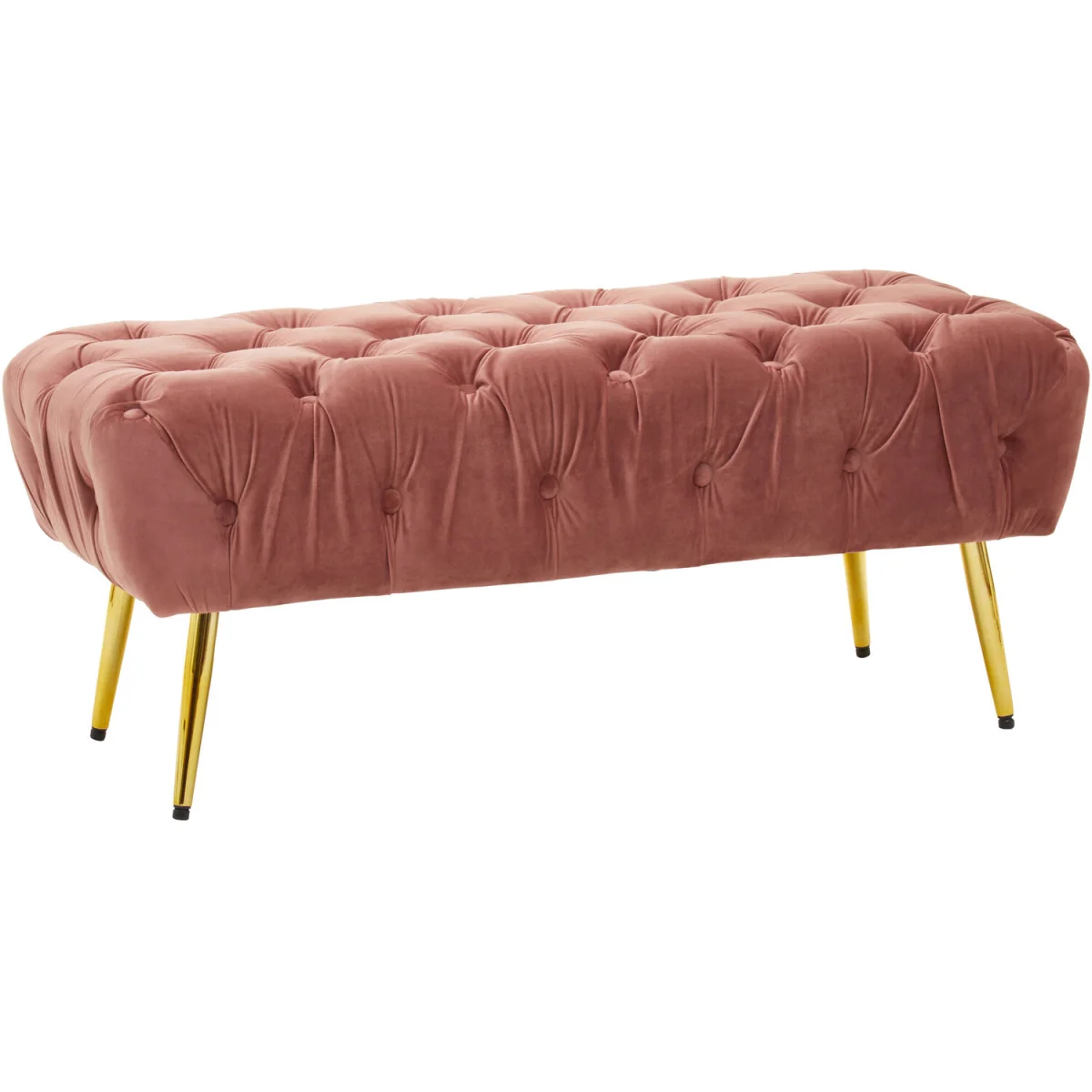 Tamra Dusty Pink Velvet Bench with Gold Legs - Pink – image 4