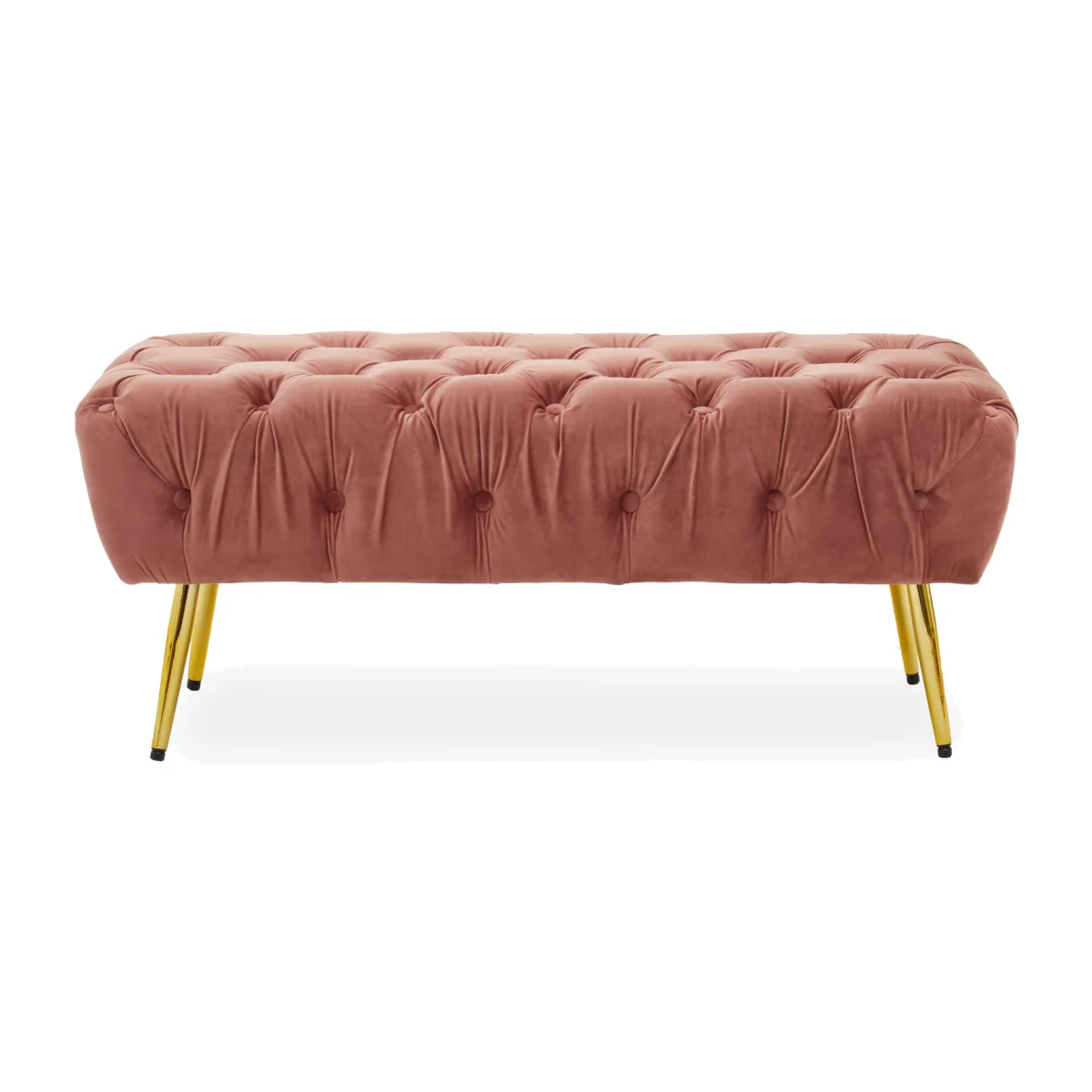 Tamra Dusty Pink Velvet Bench with Gold Legs - Pink – image 1