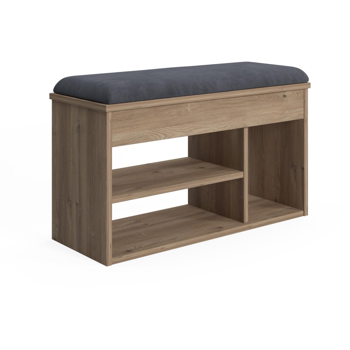 Pera 6 Pair Shoe Cabinet with Bench and Hidden Storage by Ruumstore - Varna Oak – image 2