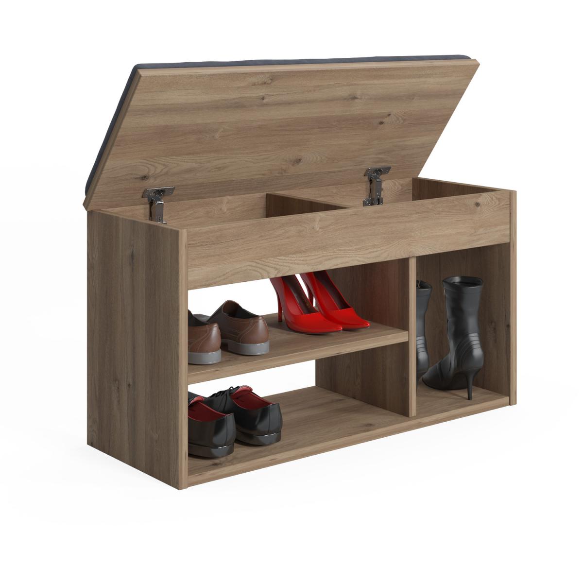 Pera 6 Pair Shoe Cabinet with Bench and Hidden Storage by Ruumstore - Varna Oak – image 3