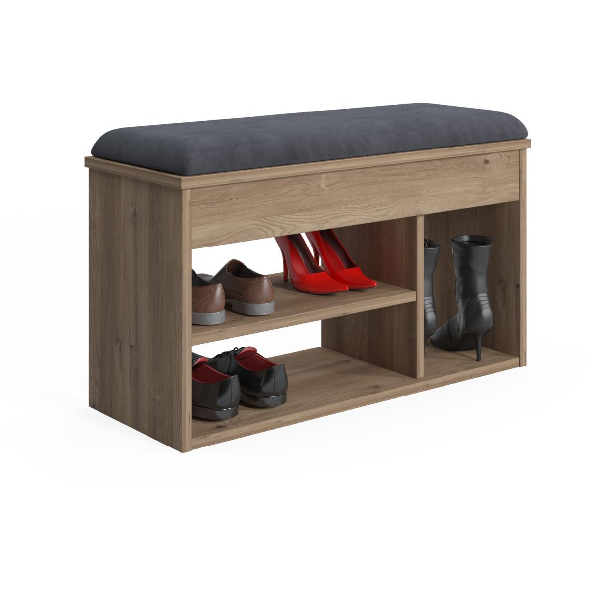 Pera 6 Pair Shoe Cabinet with Bench and Hidden Storage by Ruumstore - Varna Oak – image 4