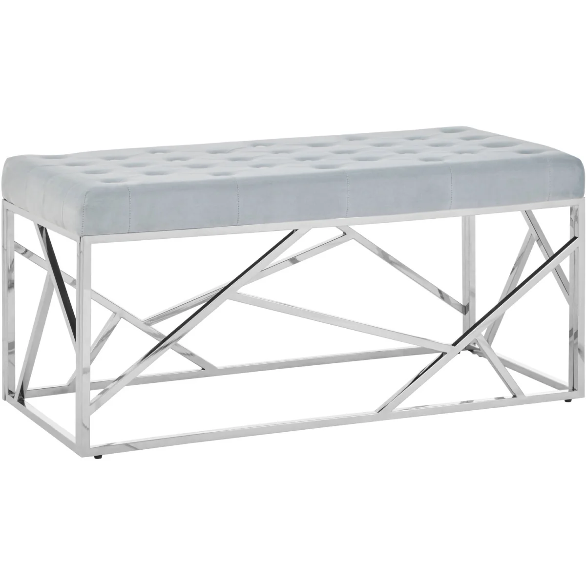 Allure Powder Blue Geometric Bench - Silver, Blue – image 4
