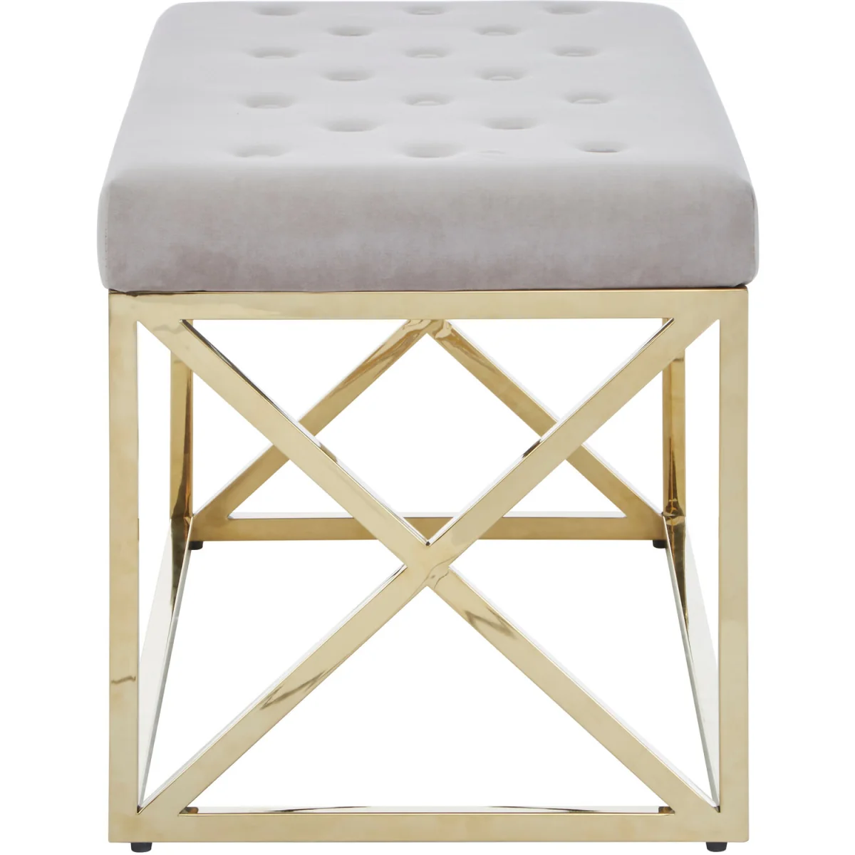 Allure Mink Velvet Gold Finish Bench - Gold – image 2