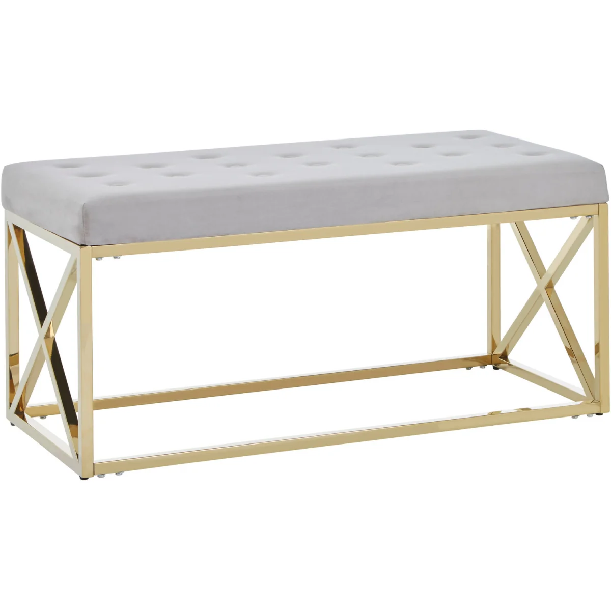 Allure Mink Velvet Gold Finish Bench - Gold – image 3