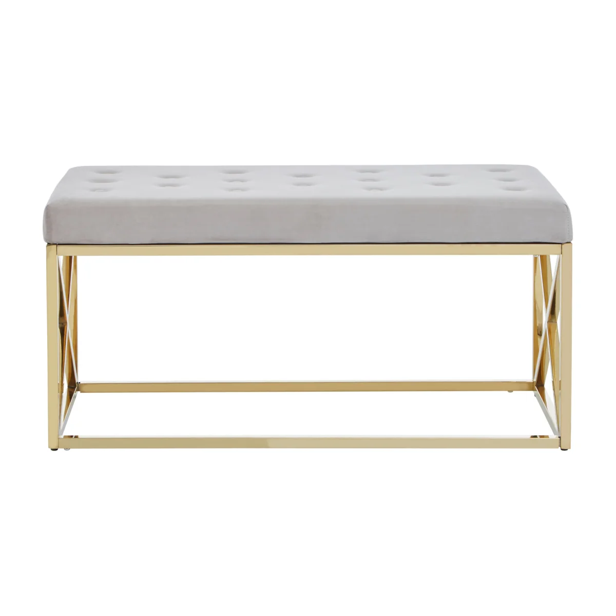Allure Mink Velvet Gold Finish Bench - Gold – image 1