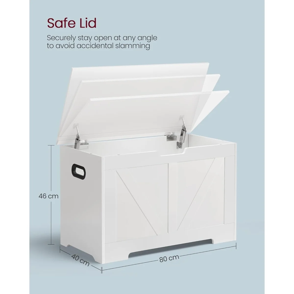Storage Bench with Lift-Up Lid and Safety Hinges, Multi-Purpose Blanket and Shoe Storage Seat - Cloud White – image 4