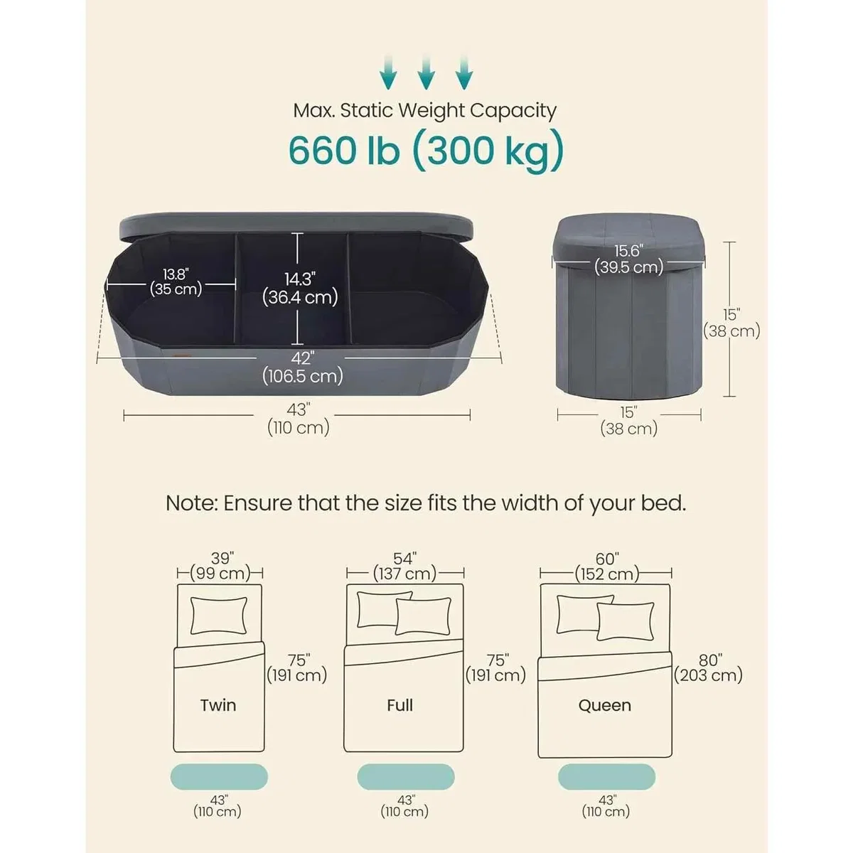 Velvet Storage Bench with Hidden Storage, Slate Grey. - Slate Grey – image 4
