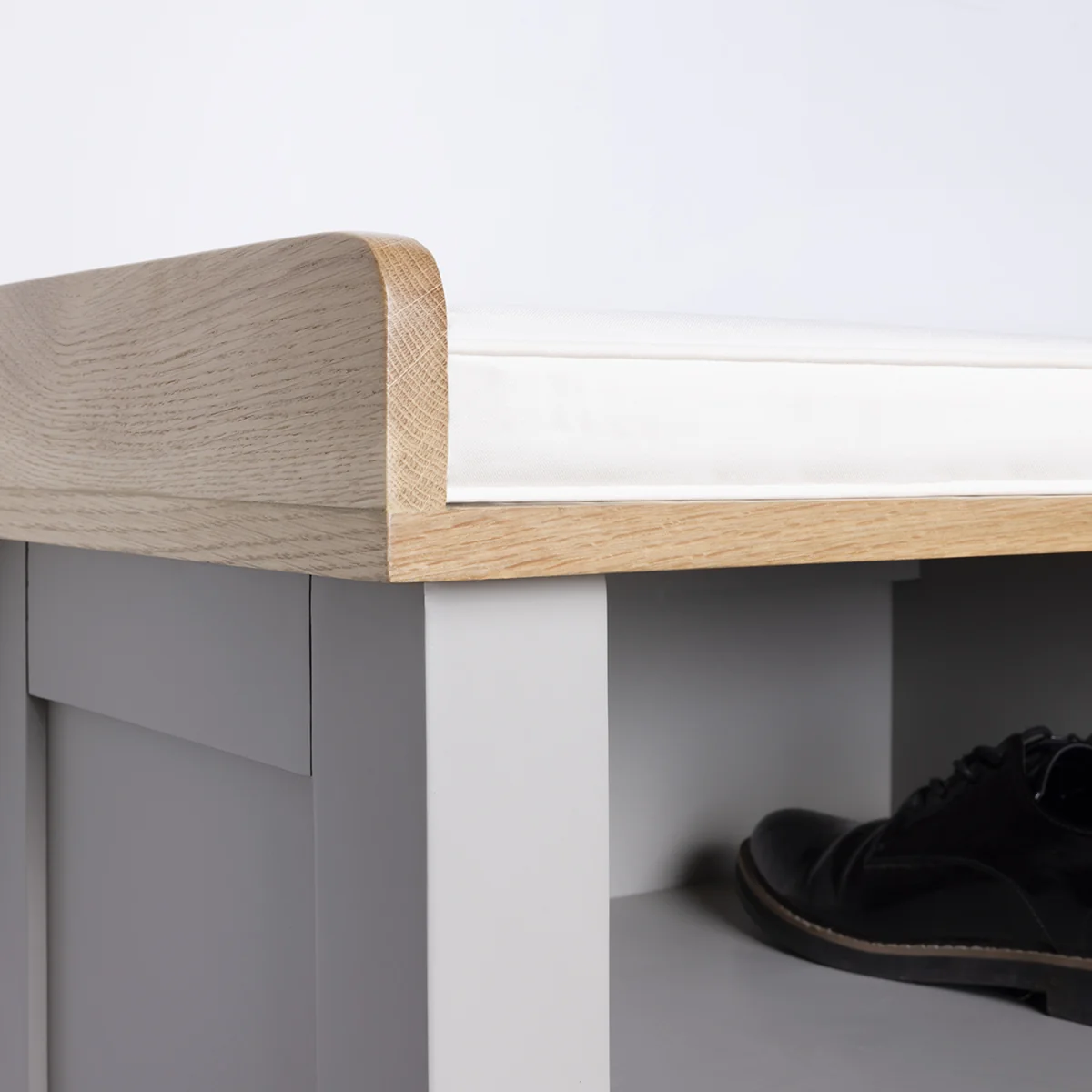 Charnwood Hallway Bench with Open Shoe Tidy - Grey, Brown – image 2