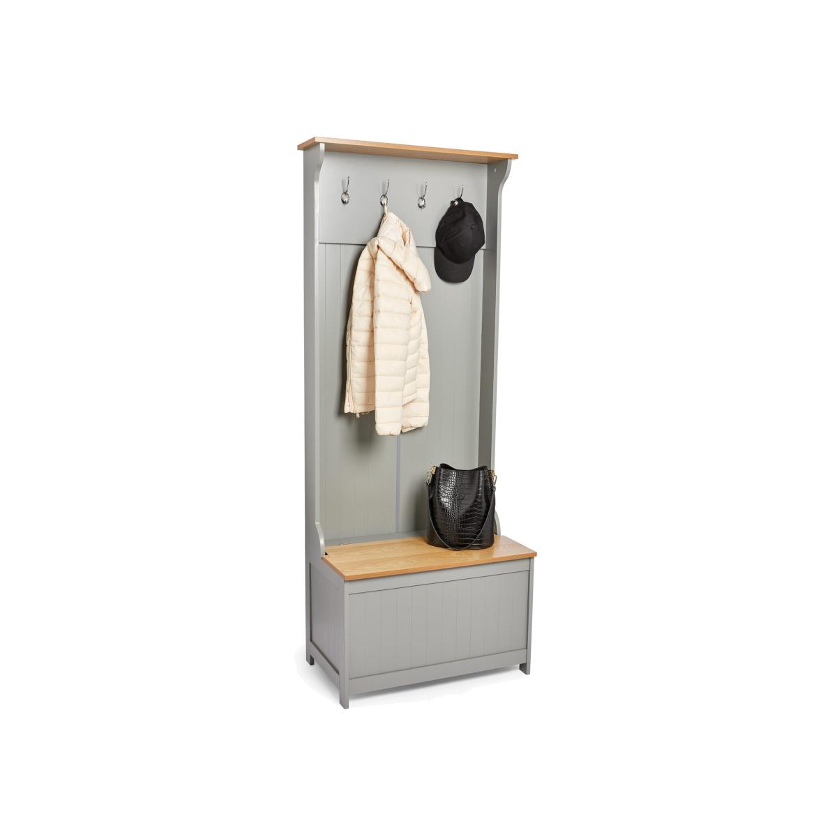 Hallway Coat Rack Stand and Shoe Storage Bench - Grey